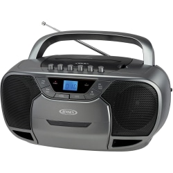 JENSEN CD-590-GR Radio/CD Player/Cassette Recorder Boombox - 1 x Disc Integrated Stereo Speaker - Gray, Black LCD - CD-DA, MP3 - Auxiliary Input