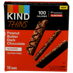 KIND Thins Bars, Peanut Butter Dark Chocolate, 0.74 Oz, Total Qty 60