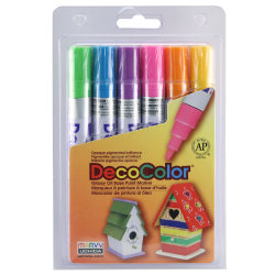 Marvy Uchida DecoColor Paint Markers, Set Of 6 Markers, Broad Tip, Set C, Assorted Colors