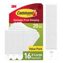 Command X-Large Picture Hanging Strips, 16 White Adhesive Strip Pairs (32 Strips), Damage Free Hanging Picture Hangers, No Tools Wall Hanging Strips