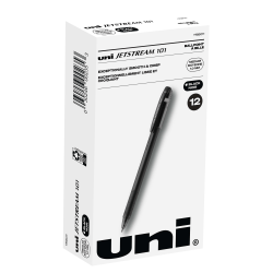 uni-ball® Jetstream™ 101 Rollerball Pens, Medium Point, 1.0mm, Black Barrel, Black Ink, Pack Of 12