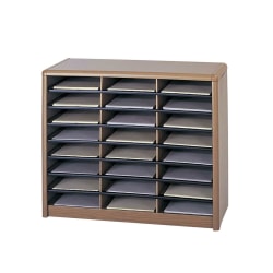Safco® Value Sorter® Steel Corrugated Literature Organizer, 24 Compartments, Medium Oak