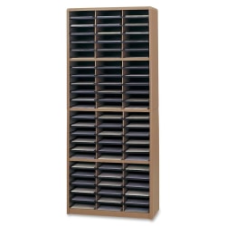 Safco® Value Sorter® Steel Corrugated Literature Organizer, 72 Compartments, Medium Oak