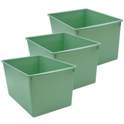 Teacher Created Resources Plastic Multi-Purpose Bins, 7-1/2"H x 9-1/4"W x 14"D, Eucalyptus Green, Pack Of 3 Bins