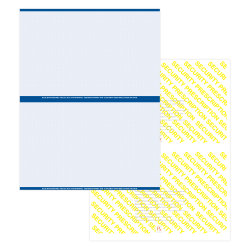 Medicaid-Compliant High-Security Perforated Laser Prescription Forms, 1/2-Sheet, 2-Up, 8-1/2" x 11", Blue, Pack Of 500 Sheets