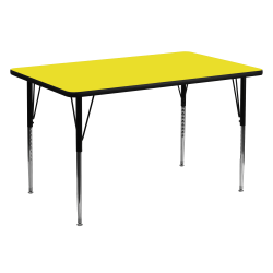 Flash Furniture 60"W Rectangular HP Laminate Activity Tables With Standard Height-Adjustable Legs, Yellow