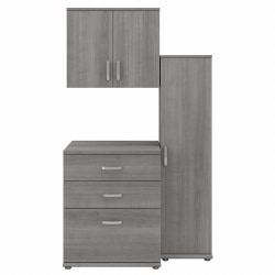Bush® Business Furniture Universal 44"W 3-Piece Modular Storage Set With Floor And Wall Cabinets, Platinum Gray, Standard Delivery