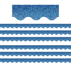 Teacher Created Resources Scalloped Border Trim Packs, 35’, Blue Sparkle, Set Of 6 Packs