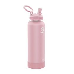 Takeya Actives Reusable Insulated Stainless Steel Water Bottle With Straw Lid, 40 Oz, Blush