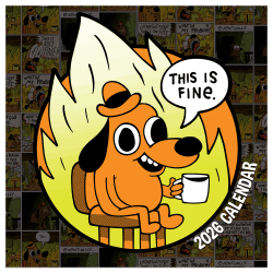 2026 TF Publishing Humor Mini Monthly Wall Calendar, 7" x 7", This is Fine, January To December