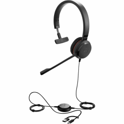 Jabra Evolve 30 II Wired Headset, On-Ear, Over-The-Head, Monaural, Supra-Aural, 6.89' Cable