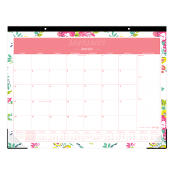 2025 Blue Sky Monthly Desk Pad Planning Calendar, 22" x 17", Peyton White, January 2025 To December 2025