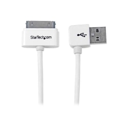 StarTech.com 1m (3 ft) Apple 30-pin Dock Connector to Left Angle USB Cable for iPhone / iPod / iPad with Stepped Connector - 3.28 ft Apple Dock Connector/USB Data Transfer Cable for PC, Charger, iPhone, iPad, iPod, Cellular Phone