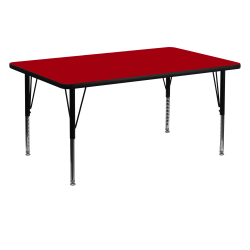 Flash Furniture Rectangular Thermal Laminate Activity Table With Height-Adjustable Short Legs, 25-1/8"H x 30"W x 60"D, Red