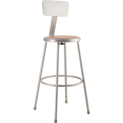 National Public Seating Hardboard Stool With Back, 30"H, Gray