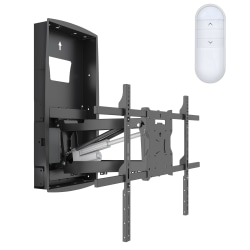Mount-It! Motorized Fireplace TV Mount With Recessed Base For Screen Sizes 42" To 80", 6"H x 18"W x 33"D, Black
