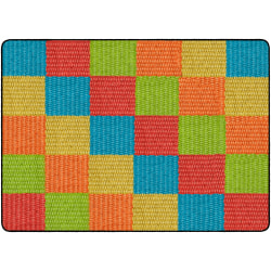 Flagship Carpets Basketweave Blocks Classroom Rug, 6' x 8 3/8', Multicolor
