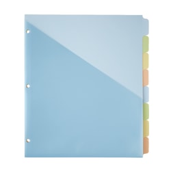Office Depot® Brand Single-Pocket Write-On Dividers, 8 Tab, 8 1/2" x 11", Assorted Colors