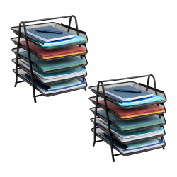 Mind Reader Network Collection 5-Tier Paper Trays, Black, Set Of 2 Trays