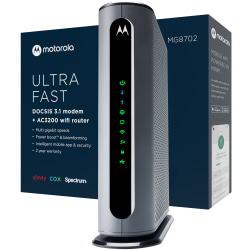 Motorola® MG8702 DOCSIS 3.1 4 LAN Port Cable Modem And Wi-Fi Router AC3200 Combo