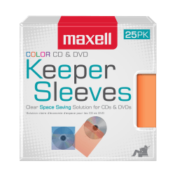 Maxell® CD/DVD Keepers, Assorted Colors, Pack Of 25