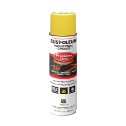 Rust-Oleum Industrial Choice M1600 System Solvent-Based Precision Line Inverted Marking Paint, 17 Oz, High Visibility Yellow, Case Of 12 Cans