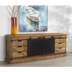 Coast to Coast Wallen 6-Drawer Credenza with 2 Sliding Barn Doors, 30"H x 70"W x 18"D, Coen Natural