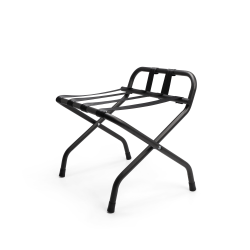 Hospitality 1 Source Metal Luggage Racks With Backrests, 26"H x 22"W x 17"D, Black, Pack Of 4 Racks