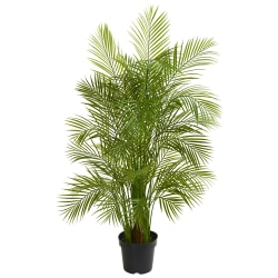 Nearly Natural Areca Palm 66"H Artificial Tree With Pot, 66"H x 14"W x 14"D, Green