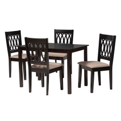 Baxton Studio Florencia Modern 5-Piece Dining Set, 29-3/16"H x 43-5/16"W x 27-9/16"D, Beige/Espresso Brown