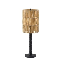 Adesso Norfolk Table Lamp, Black with Woven Paper Raffia