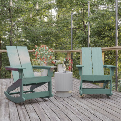 Flash Furniture Finn Modern All-Weather Adirondack Rocking Chairs, Sea Foam, Set Of 2 Chairs