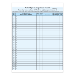HIPAA Compliant Bilingual Patient/Visitor Privacy 2-Part Sign-In Sheets, 8-1/2" x 11", Blue, Pack Of 125 Sheets