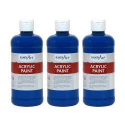 Handy Art Acrylic Paints, 16 Oz, Ultra Blue, Pack Of 3 Paints