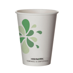 Highmark® ECO Compostable Hot Coffee Cups, 12 Oz, White, Pack Of 500