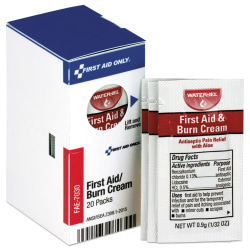 First Aid Only First Aid/Burn Cream Refill, Antiseptic With Aloe, 0.03 Oz, Box Of 20 Packets