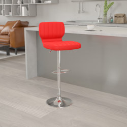 Flash Furniture Contemporary Vinyl Adjustable Height Bar Stool, Red