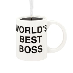 Hallmark Resin Christmas Ornament, 2-1/2" x 2" x 1-1/2", The Office World's Best Boss Coffee Mug