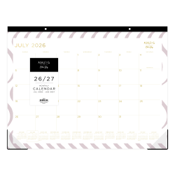 2026-2027 Blue Sky, Ashley G, Squiggle Stripe, Monthly Desk Pad Planning Calendar, 22 x 17, Academic Year, 158372
