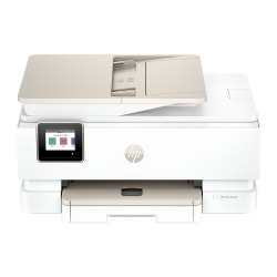 HP ENVY Photo 7975 Wired & Wireless Inkjet Multifunction Printer - Color - White/Light Portobello - Copier/Printer/Scanner - 15 ppm Mono/10 ppm Color Print - 4800 x 1200 dpi Print - Flatbed/ADF Scanner - Wireless LAN - USB - For Plain Paper Print - 1
