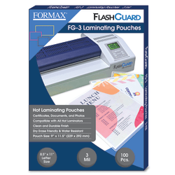 Formax FlashGuard Thermal Laminating Pouches, FG-3, 9" x 11-1/2", 3 Mil, Pack Of 100 Pouches