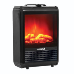 Optimus H-9300 1,200-Watt-Max Mini Electric Flame-Effect Fireplace Heater, Black