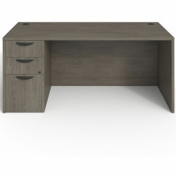 Lorell® Prominence 2.0 66"W Left-Pedestal Computer Desk, 95% Recycled, Gray Elm