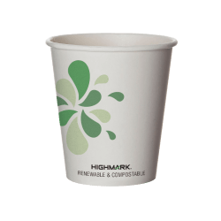 Highmark® ECO Compostable Hot Coffee Cups, 10 Oz, White, Pack Of 50