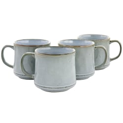 Gibson Home Picadelle 4-Piece Stoneware Mug Set, 21 Oz, Light Gray