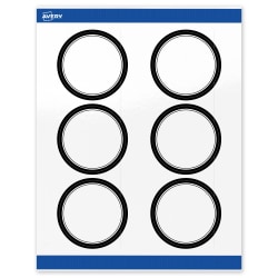 Avery® Print-To-The-Edge Labels With Sure Feed® Technology, S00-DM1-PRWGP10, Round, 3", Glossy White, Preprinted Double Black Border Design, Pack Of 60