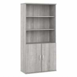Bush Business Furniture Studio A 73"H 5-Shelf Bookcase With Doors, Platinum Gray, Standard Delivery