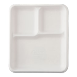 Chinet VAGRANT 3-Compartment, Disposable Paper Plates, School trays for Dinner Lunch Buffet, White,&nbsp;9 1/2 x 8 1/4"