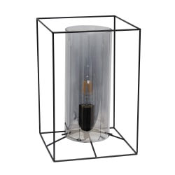 Lalia Home Metal Framed Table Lamp, 11-13/16"H, Clear Shade/Black Base
