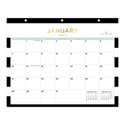 2024 Day Designer Monthly Wall Calendar, 8-3/4" x 11", Rugby Stripe Black, January To December
